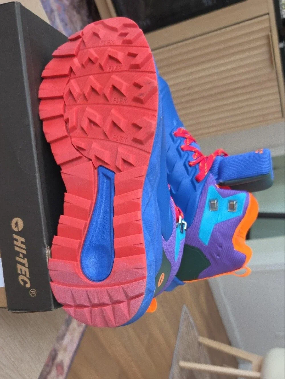 Hi-Tec Kids Glade Mid Boot in Strong Blue, Purple & Dark Green So Kool